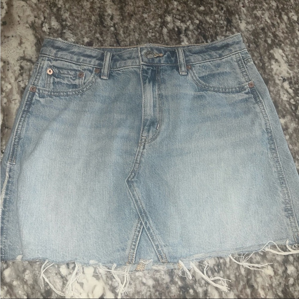 American Eagle Outfitters Blue Asymmetrical A-Line Mini Skirt